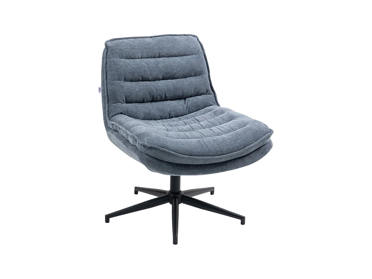 Silla de oficina sin brazos, tela de lino, asiento giratorio ancho para oficina en casa, gris oscuro