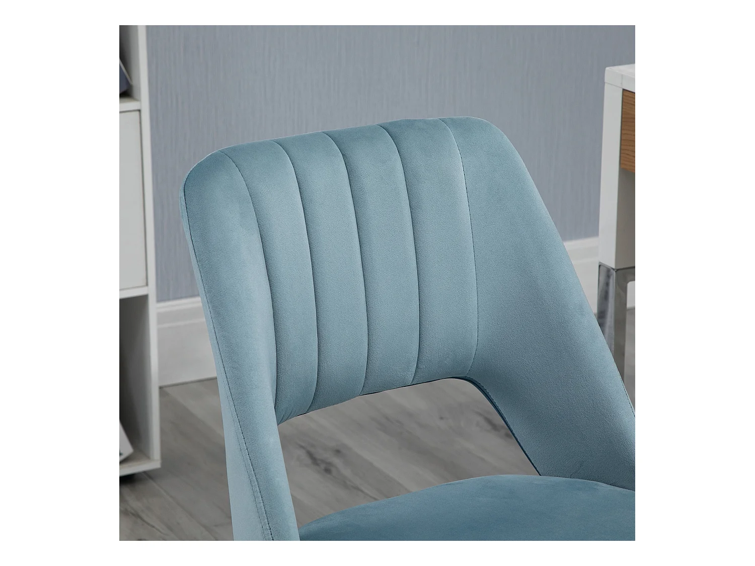 Sedia da ufficio ergonomica in velluto blu alta regolabile girevole per salotto e scrivania