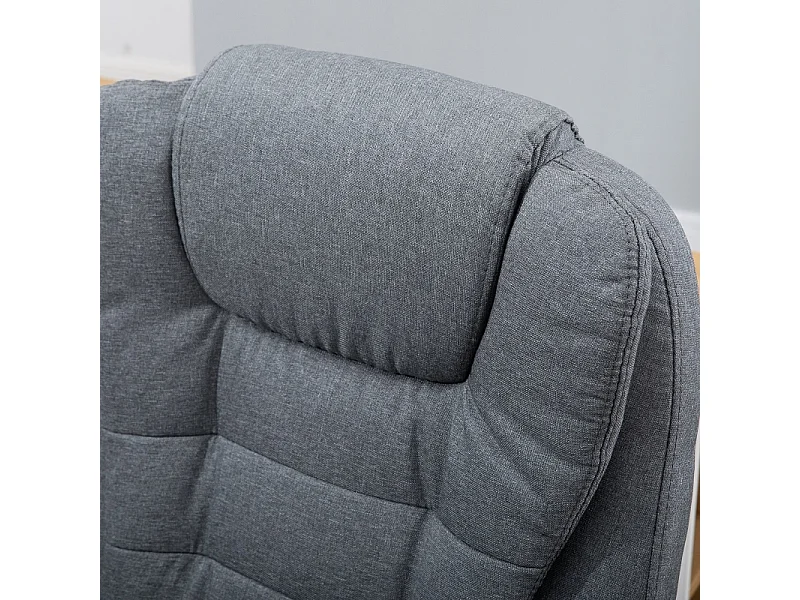 Chaise de bureau ergonomique massage chauffante pivotante tissu gris 67x74x116-126 cm