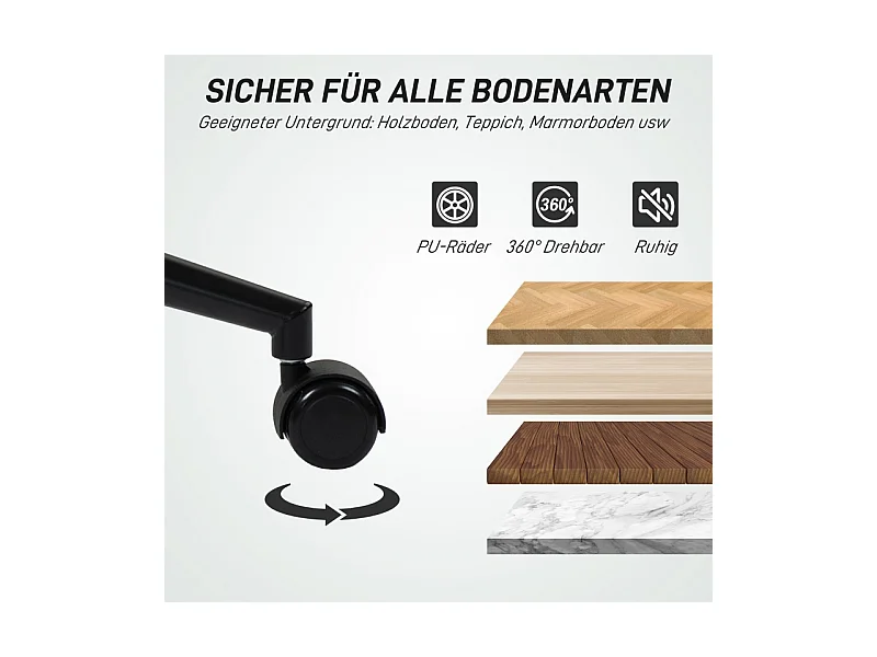 Silla de oficina giratoria de piel sintética con ruedas, altura regulable, color blanco, 52x53x80-90 cm