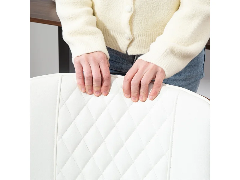 Chaise de bureau pivotante en simili cuir avec roulettes réglable hauteur blanc 52x53x80-90 cm