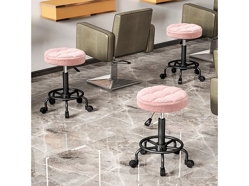 Tabouret de travail réglable hauteur pivotant 360° chaise Bureau salon spa, rosa