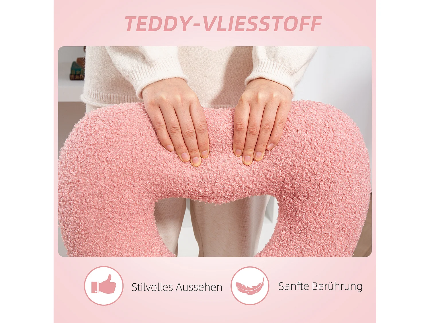 Cadeira de escritório giratória Teddy Fleece com encosto em forma de coração, ajustável, rosa