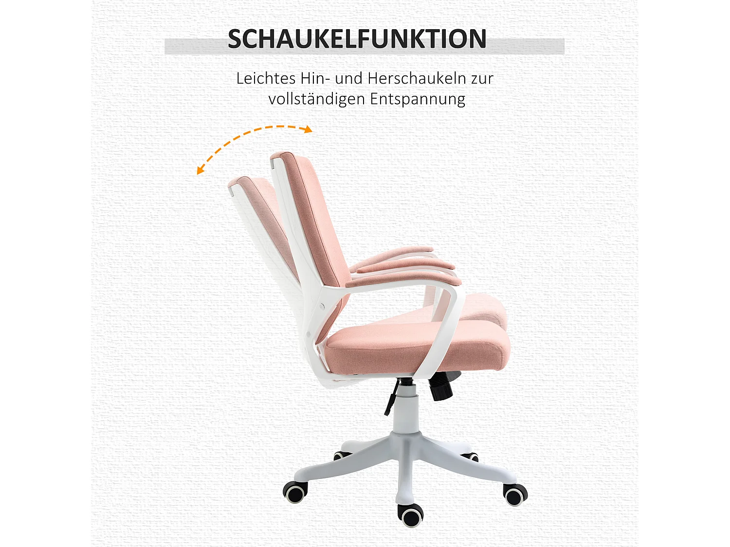 Chaise longue ergonomica in tessuto con soutien lombaire regolabile girevole rosa 62x69x92-100cm