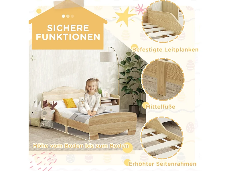 Lampada da bambino 143,5x80 cm in legno massiccio con barriere e design naturale per la camera