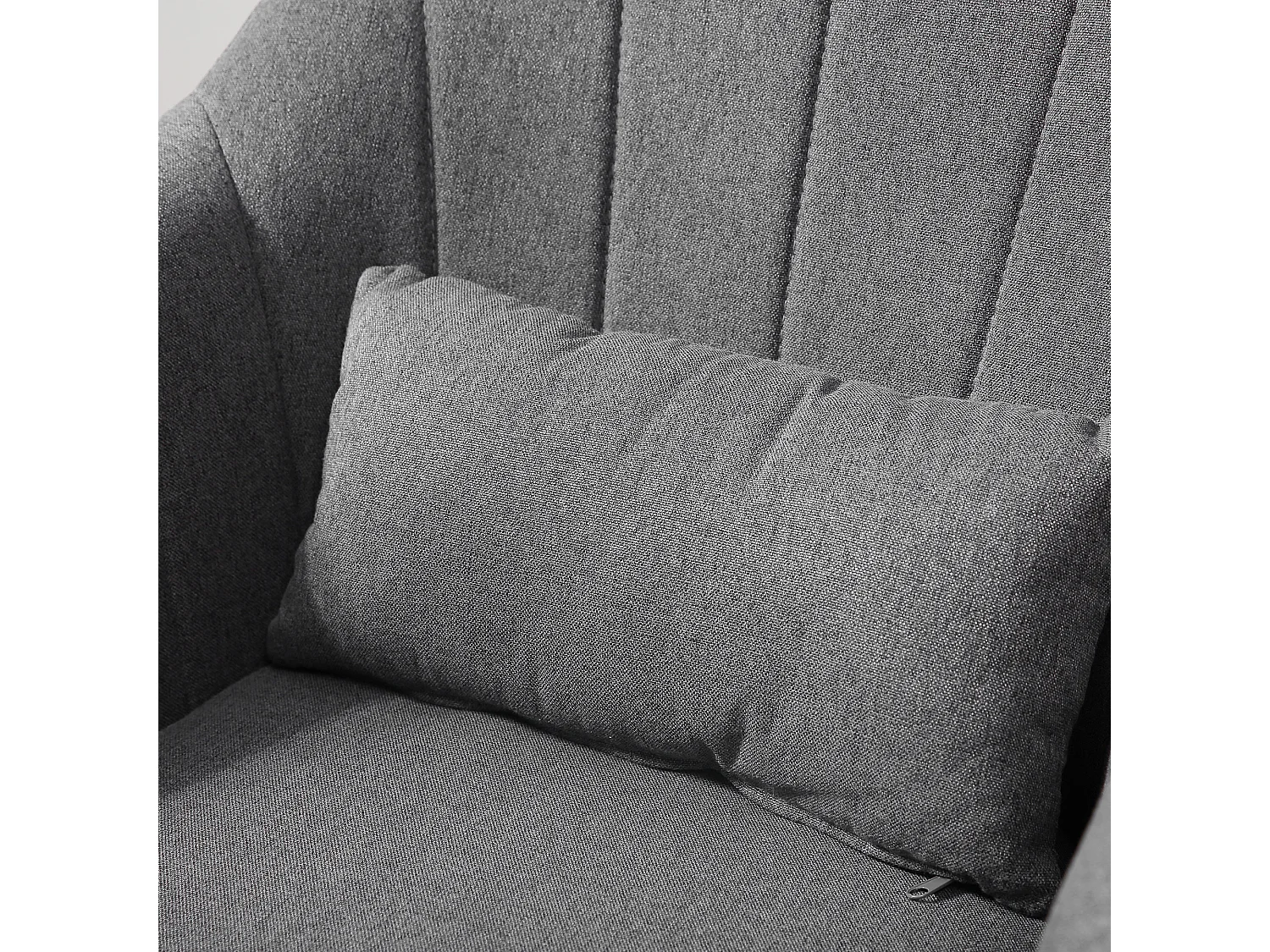 Taburete de oficina regulable en altura, silla giratoria de poliéster y lino, acero, gris oscuro, 57 x 57 x 77,5-87 cm