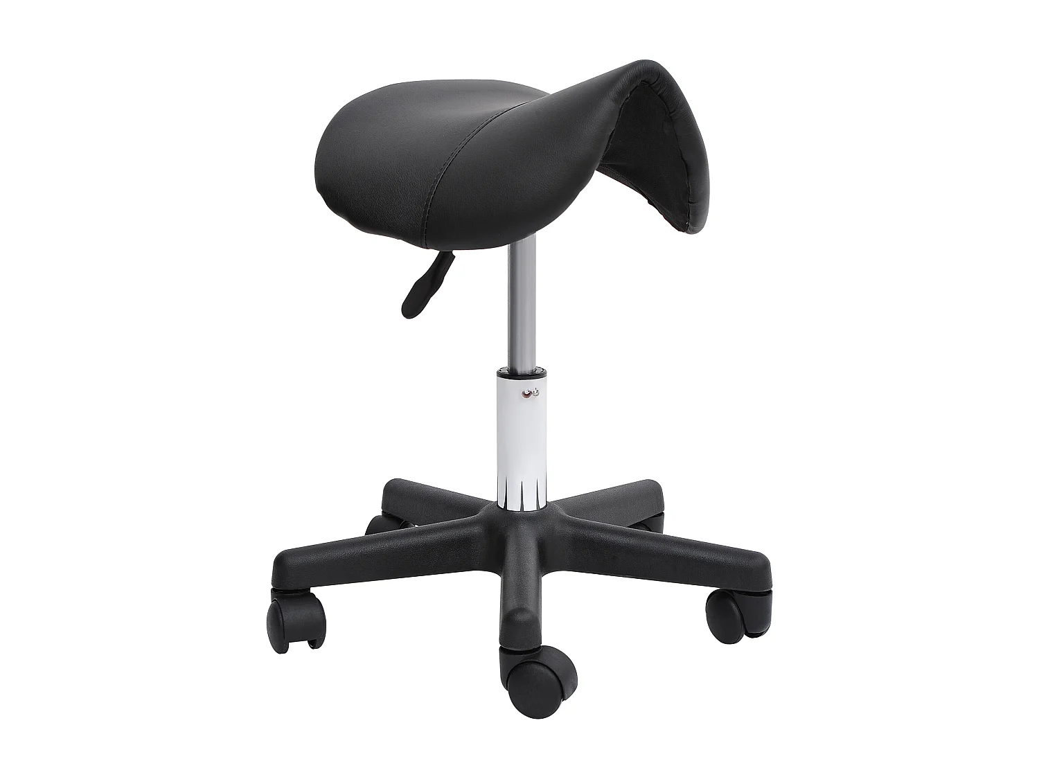 Taburete giratorio de cuero sintético con ruedas y altura ajustable para sala de estar y oficina, color negro