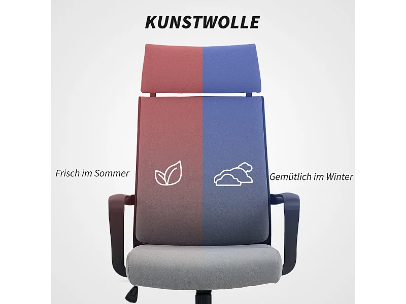 Chaise de bureau ergonomique tissu effet laine avec accoudoirs dossier haut réglable gris foncé