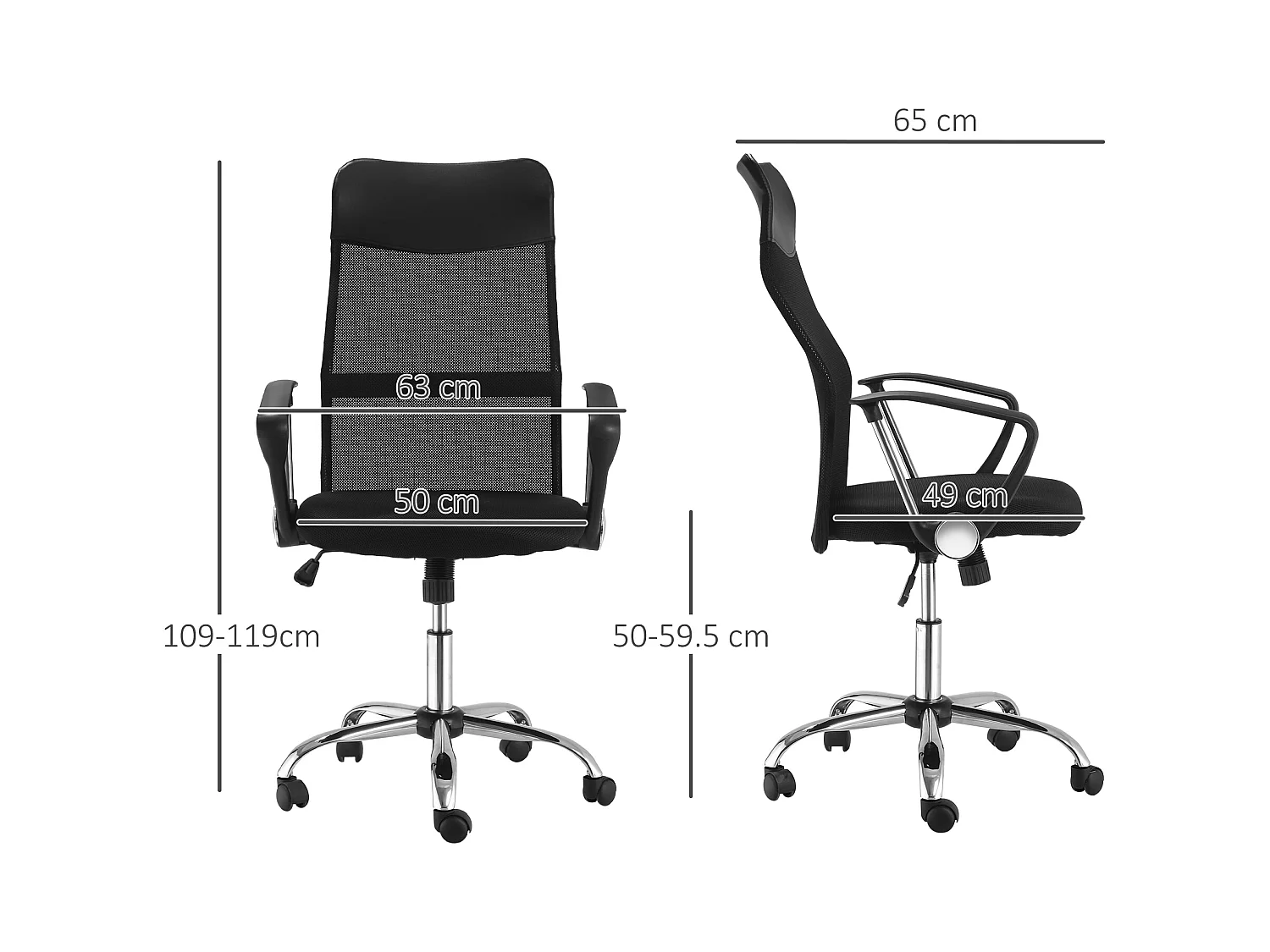 Silla de oficina ergonómica de malla con respaldo ajustable, silla gaming, color negro