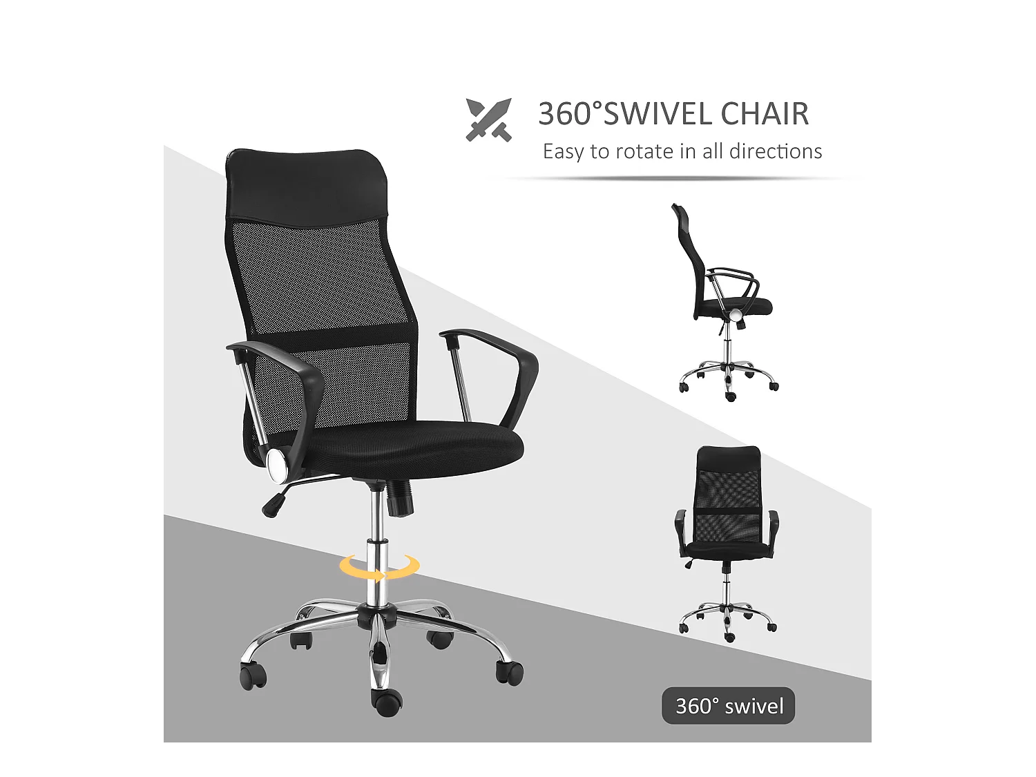 Silla de oficina ergonómica de malla con respaldo ajustable, silla gaming, color negro