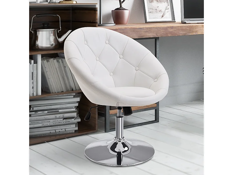 Tavolo da lavoro regolabile in metallo PU girevole per ufficio salone bar bianco nero 56x71x78-90cm