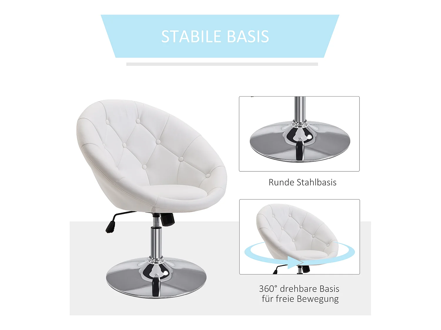 Taburete de trabajo giratorio de metal PU ajustable para oficina, sala de estar, bar, blanco y negro, 56 x 71 x 78-90 cm