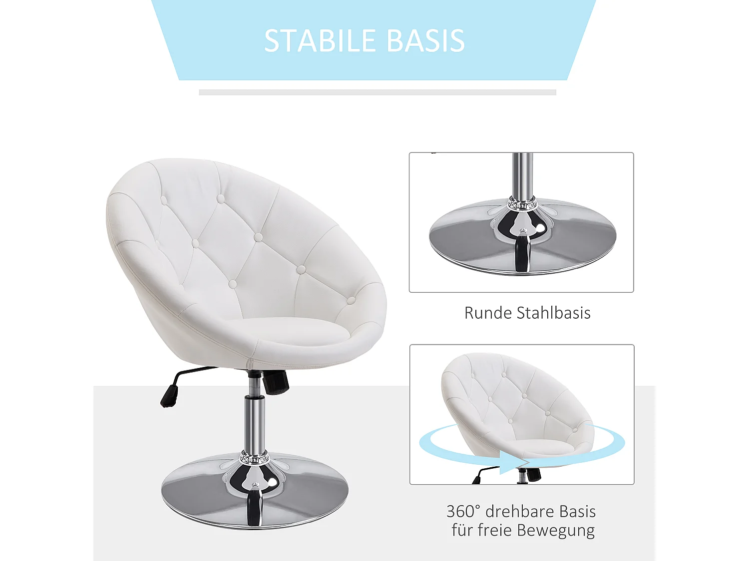 Taburete de trabajo giratorio de metal PU ajustable para oficina, sala de estar, bar, blanco y negro, 56 x 71 x 78-90 cm