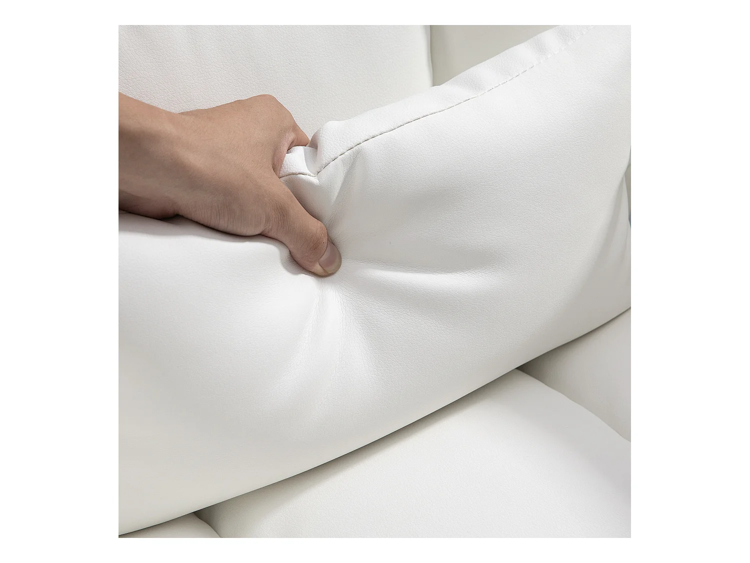 Silla de oficina ergonómica de piel sintética con respaldo reclinable y soporte lumbar, color blanco