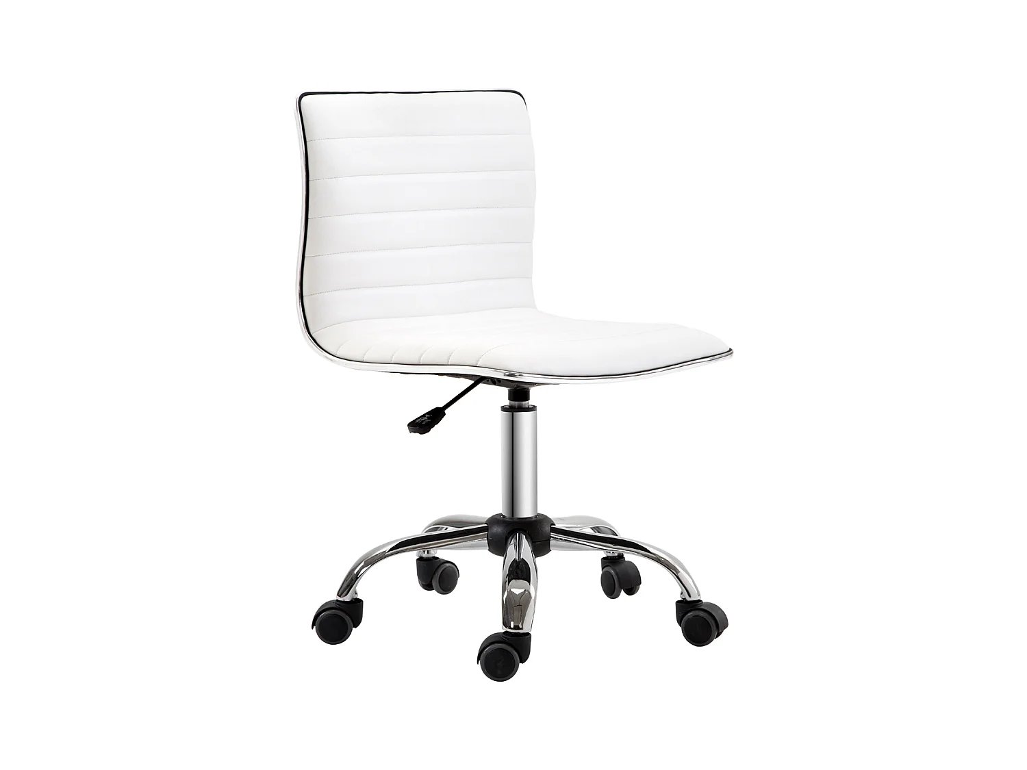 Taburete regulable sin brazos piel sintética giratorio para salón blanco 78-90 cm