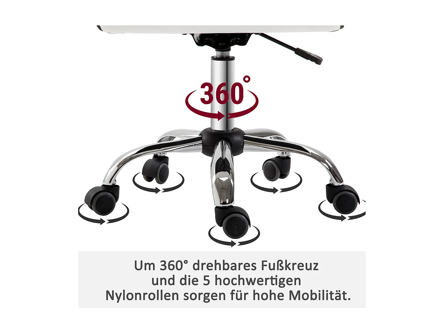 Tabouret regolabile senza accodoirs cuir synthétique pivotant pour salon blanc 78-90 cm