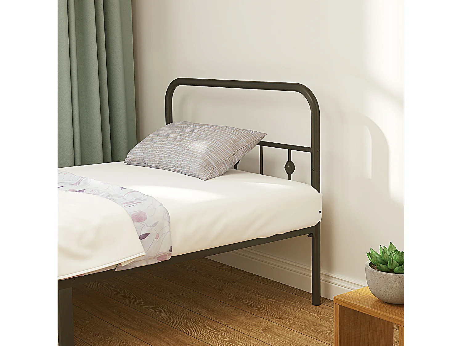 Estructura de cama plegable 200x90 cm en metal, altura 82,5 cm, robusta y práctica, Color Negro