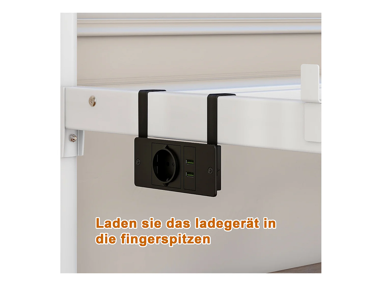 Lit 120x200 cm metallo tête et pied vintage LED USB rangement bianco