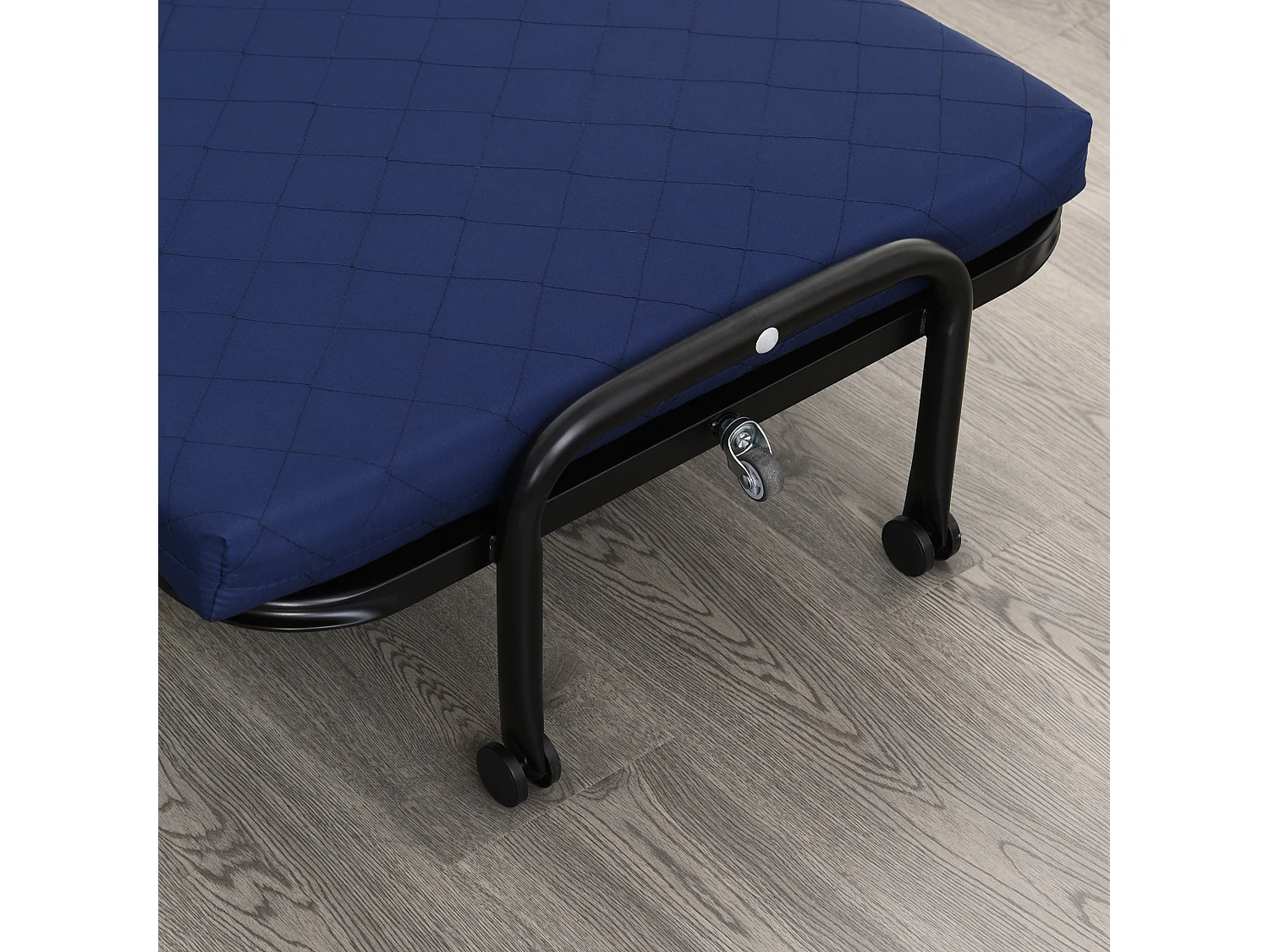Cama plegable para invitados 184x65x26cm en acero y espuma, cabezal regulable, ruedas, Azul