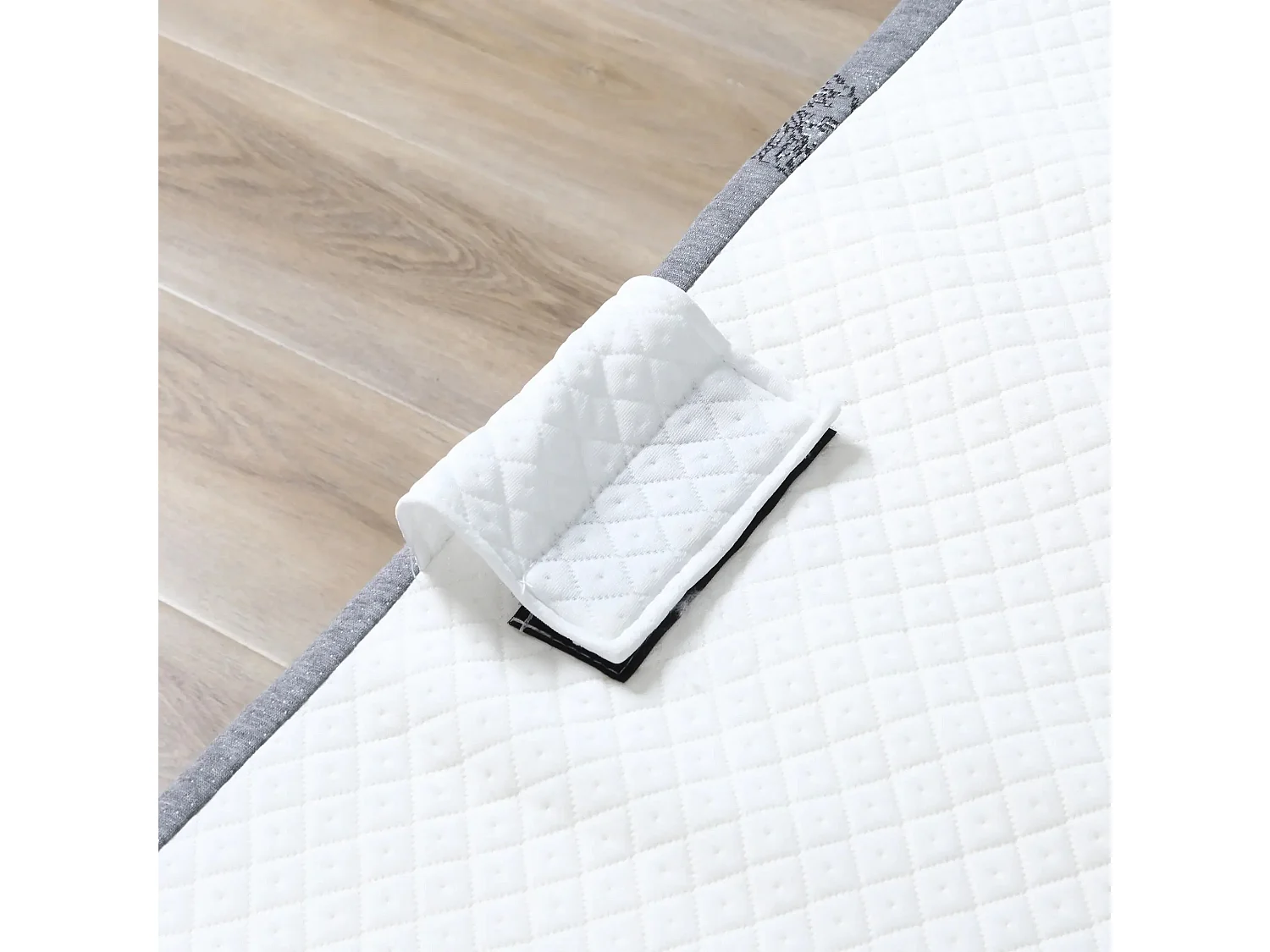 Cama de hóspedes dobrável 200x75x42,5cm em aço e espuma, com rodas, Branco e Preto