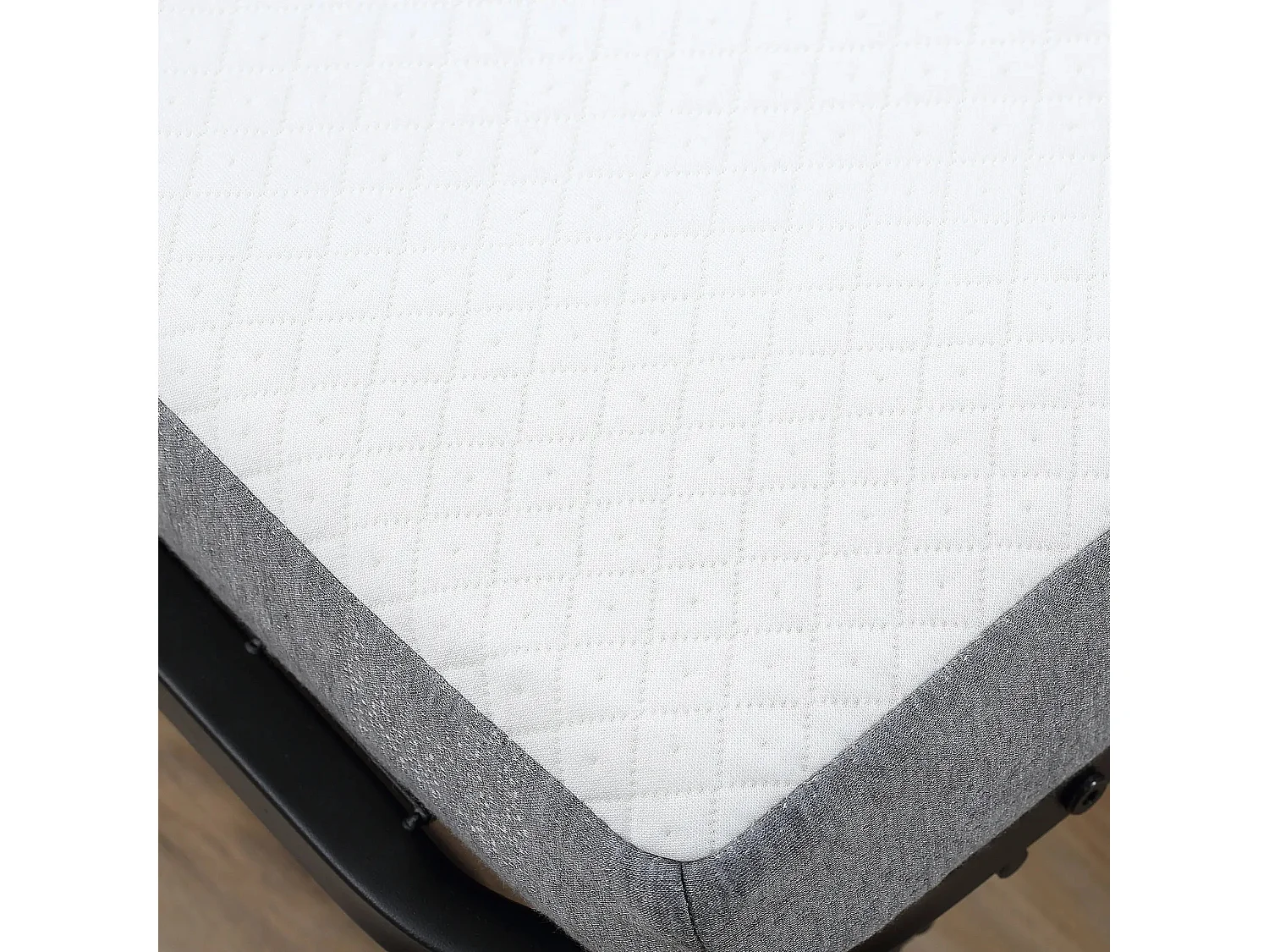 Cama de hóspedes dobrável 200x75x42,5cm em aço e espuma, com rodas, Branco e Preto