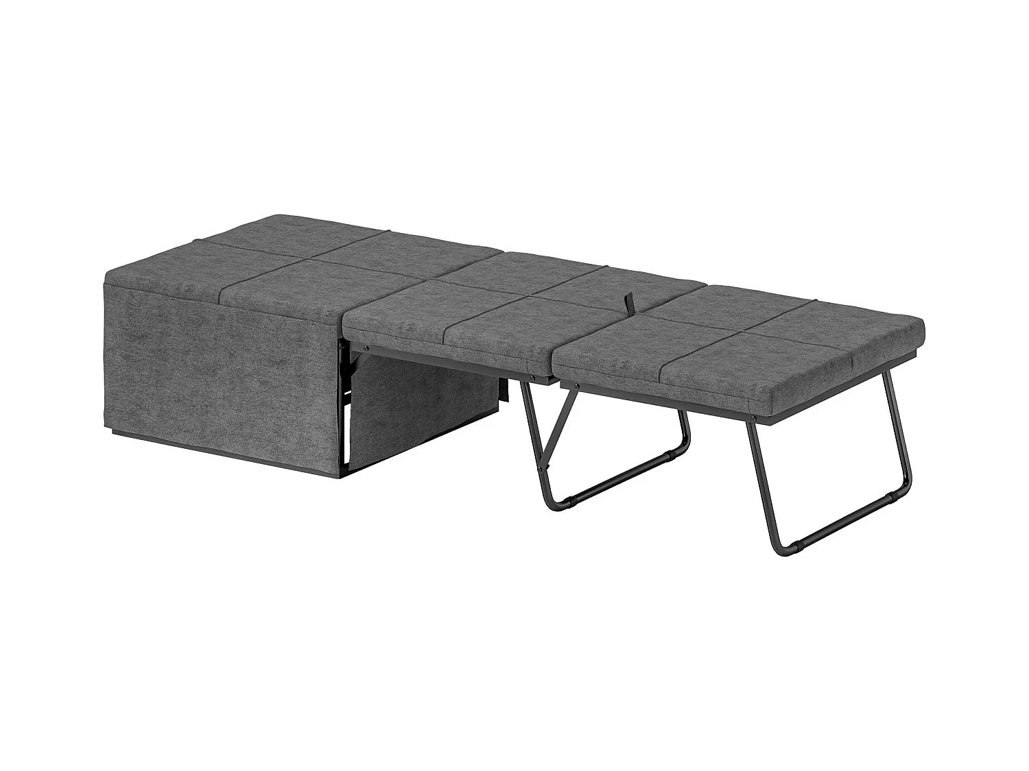 Cama plegable para invitados 190x60 cm de metal y espuma de 8 cm, para adultos, plegable, color gris