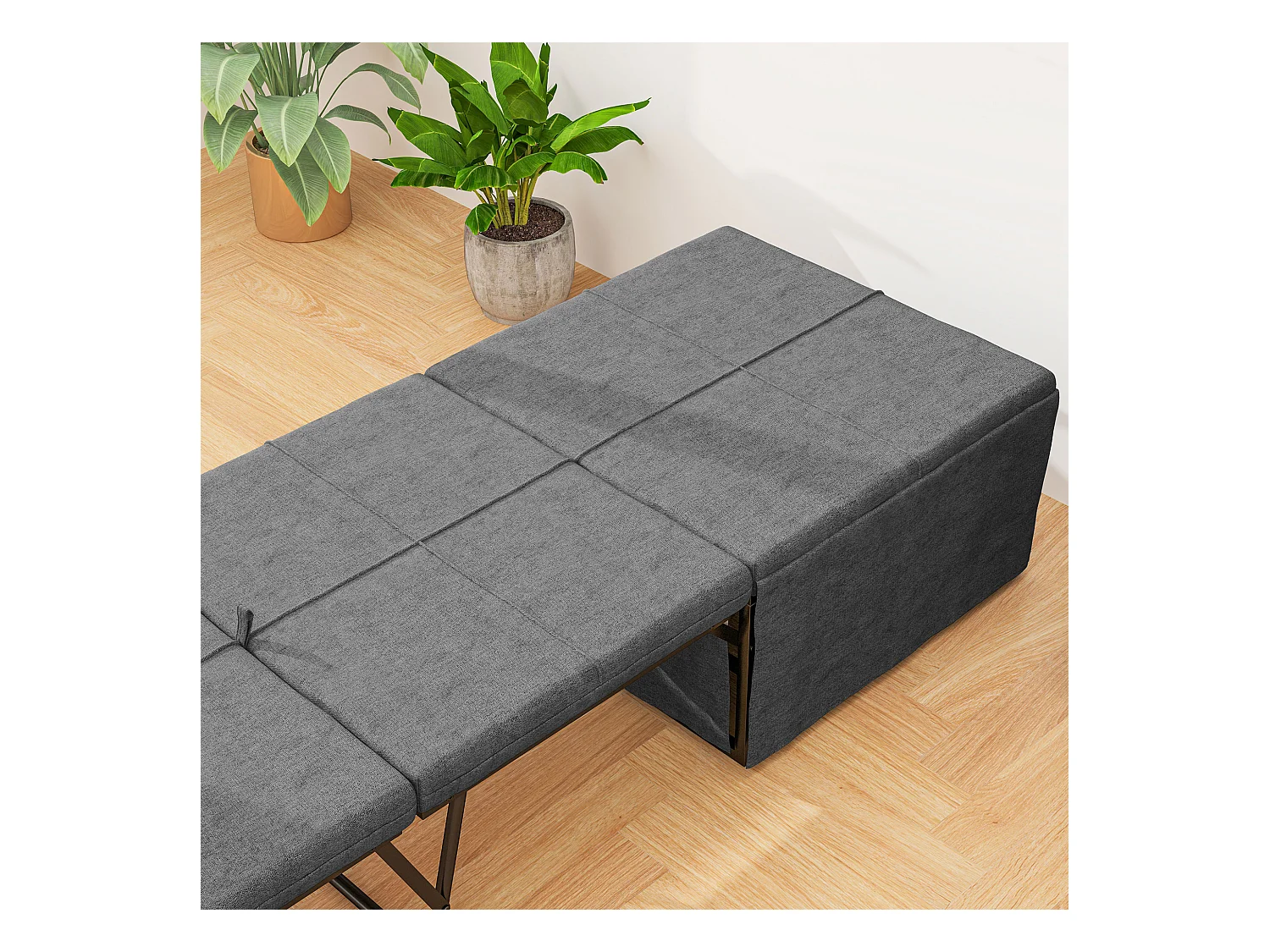 Cama plegable para invitados 190x60 cm de metal y espuma de 8 cm, para adultos, plegable, color gris