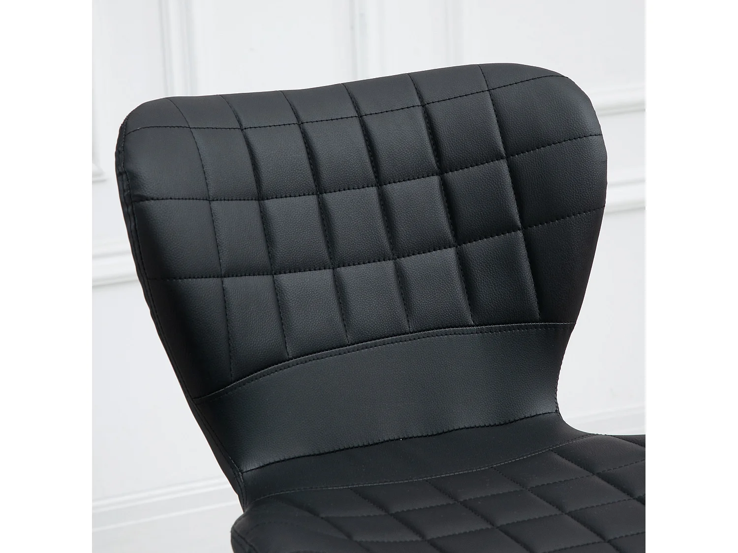 Bancos altos ajustáveis de 2 peças em couro sintético preto, giratórios, estilo retrô, com encosto 47x51,5x89-109 cm