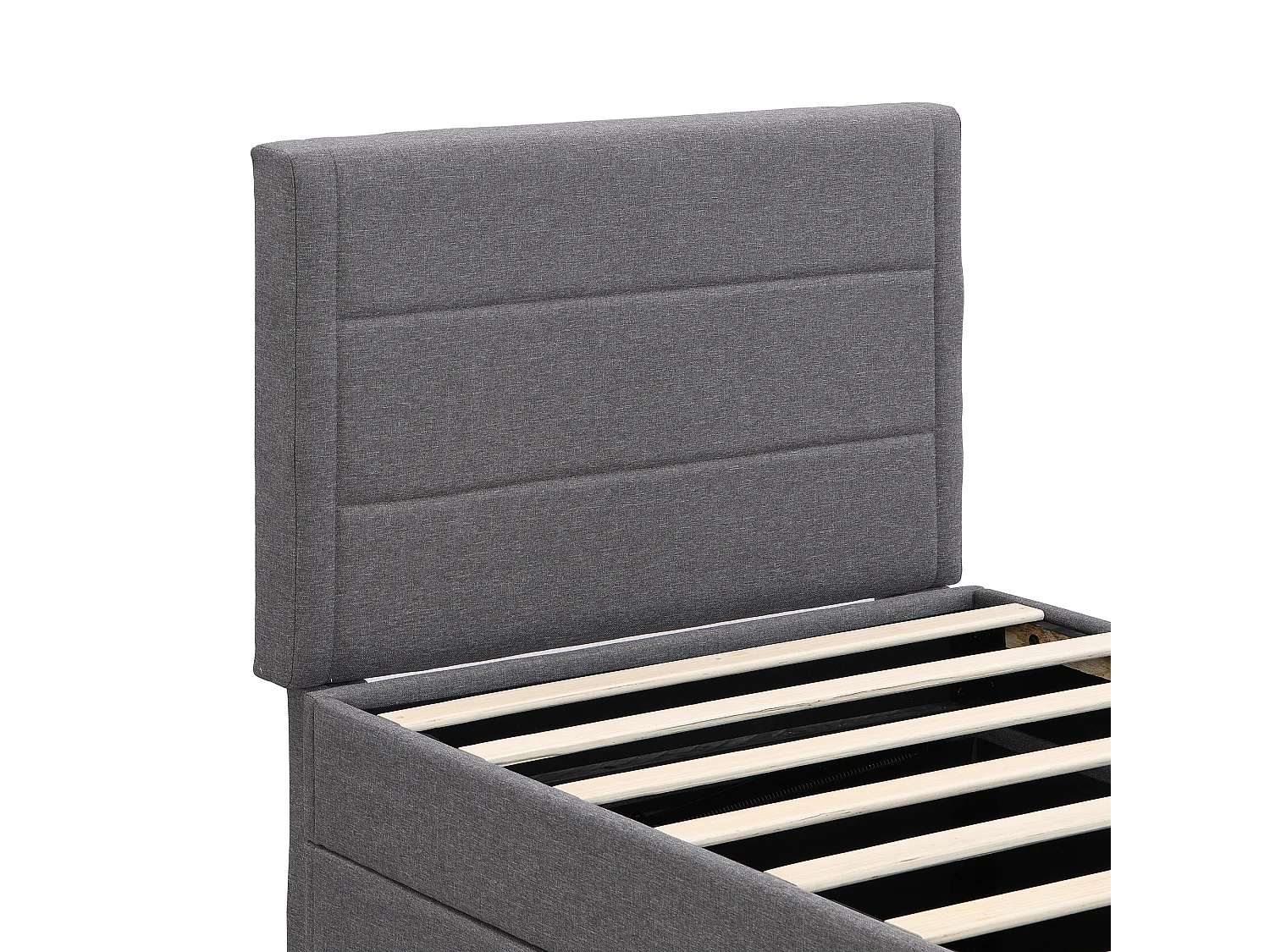 Lit simple 90x200 tessuto con rangement coffre et sommier métal gris