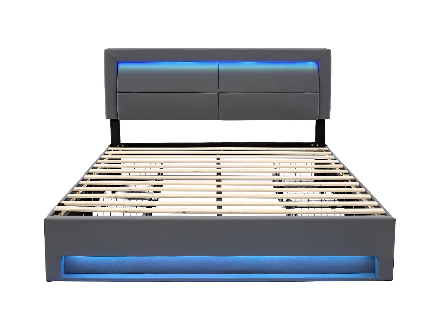 Lampada capitonnè 140x190 PU grigia con LED, porta USB e 4 pratici cassetti di posizionamento