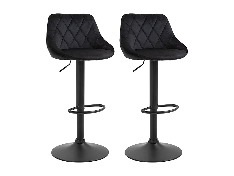 Tavolini da bar 2 pezzi regolabili in velluto di alta qualità con cartella in metallo nero 46x48x83-104 cm