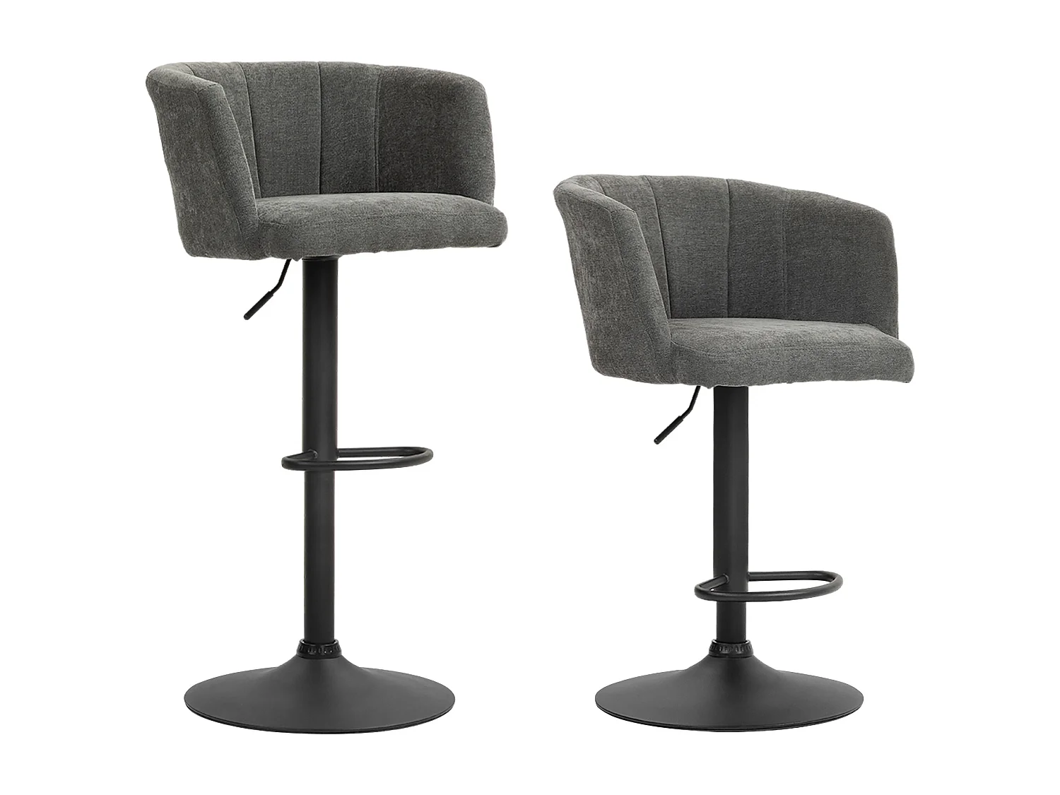 Tabourets de bar pivotants 2 pezzi tissu lin réglables con repose-pieds pour kitchen salon gris foncé