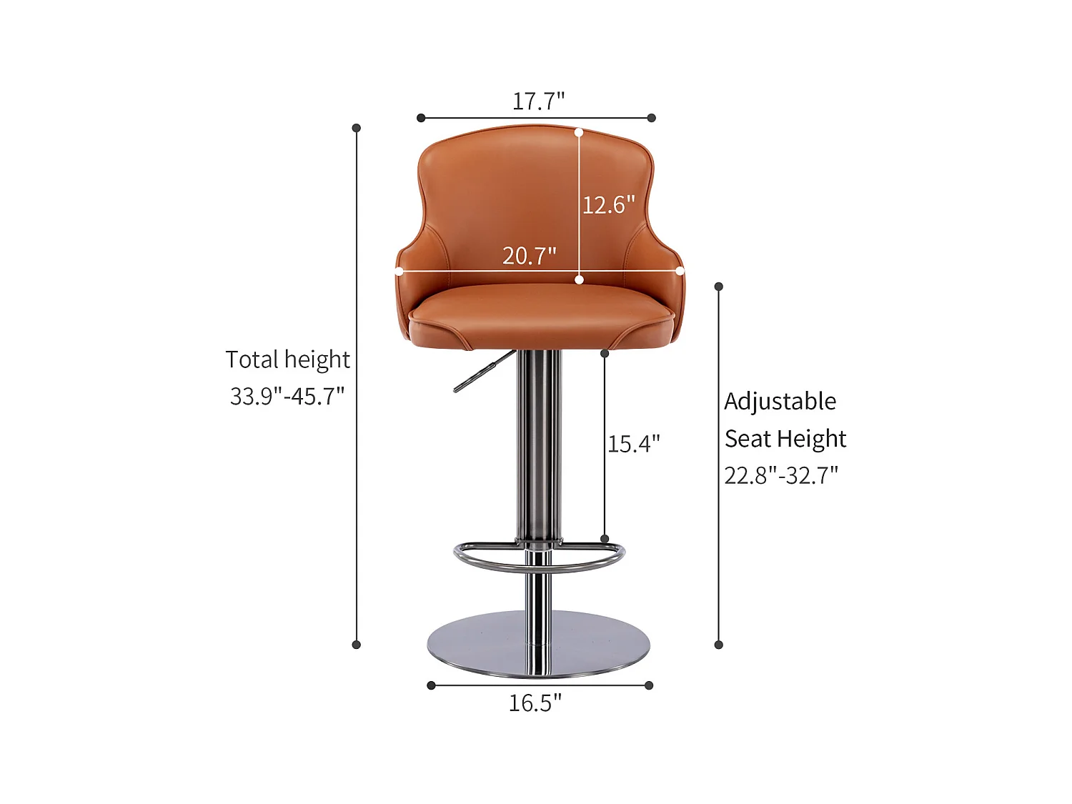 Tabouret de bar in acciaio inox cuoio Nappa regolabile pivotant 360° alta regolabile marrone