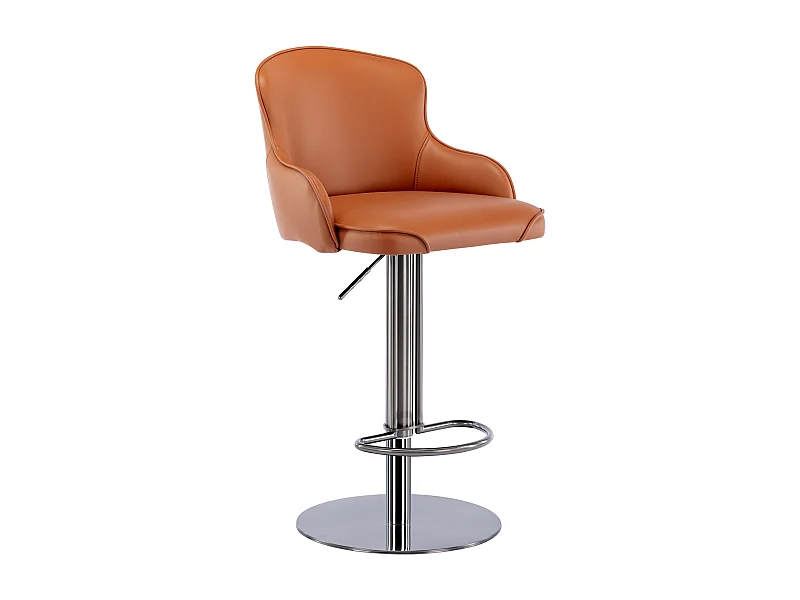 Tabouret de bar in acciaio inox cuoio Nappa regolabile pivotant 360° alta regolabile marrone