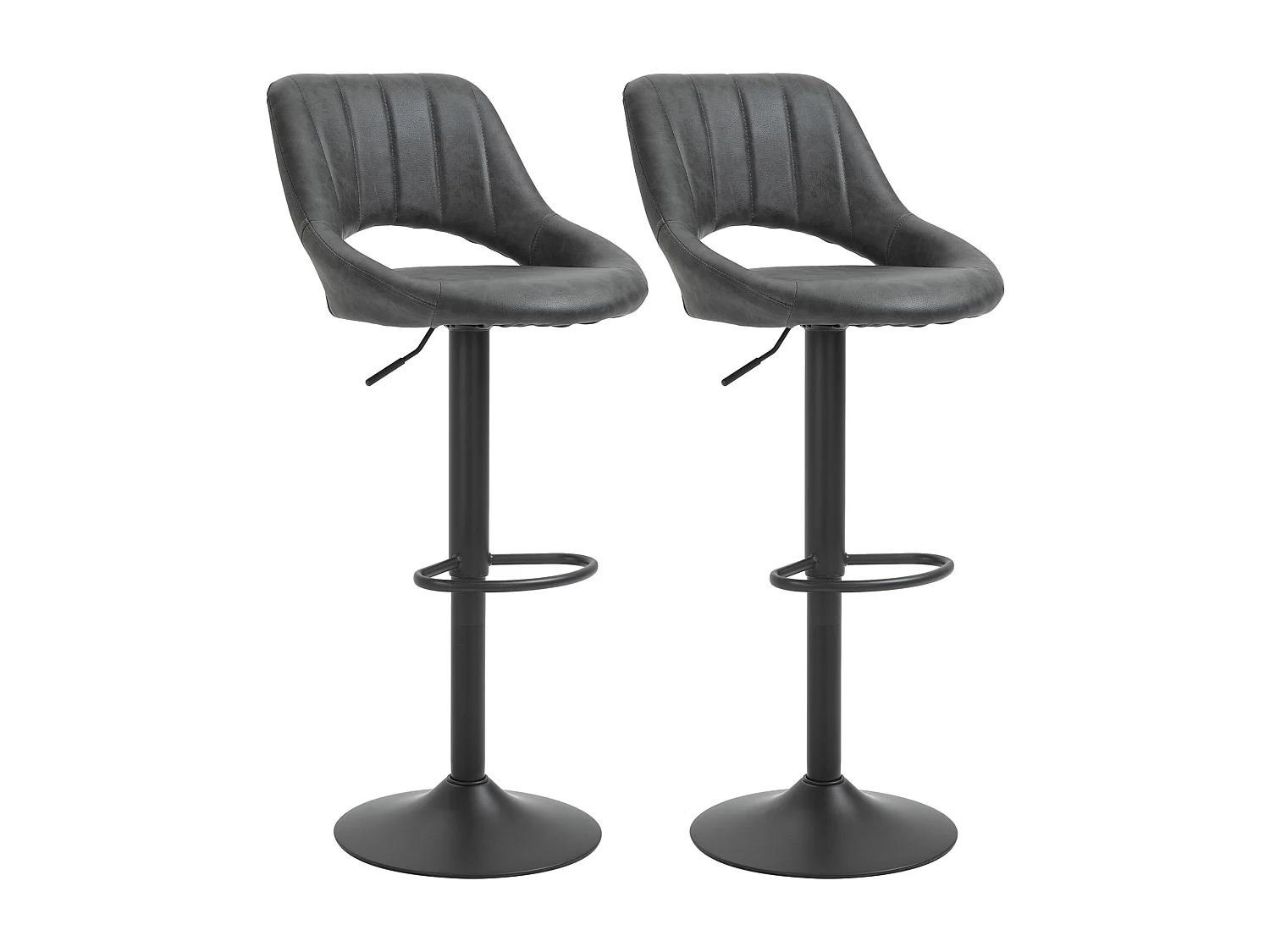 Tabourets de bar 2 pièces simili cuir réglables pivotants pieds métal gris 44x49x90-110 cm pour cuisine et bar