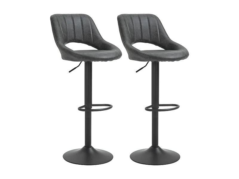 Tavolino da bar 2 pezzi simili in cuoio regolabili pivotanti pieds metallo grigio 44x49x90-110 cm per cucina e bar