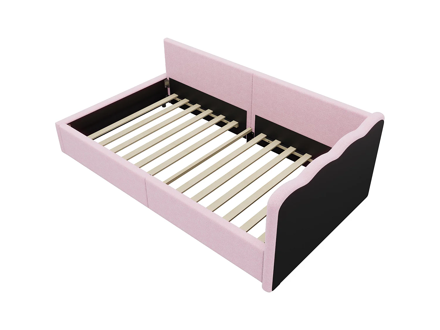 Sofá-cama 90x200cm em veludo sintético com LED e controle remoto, sofá-cama, rosa