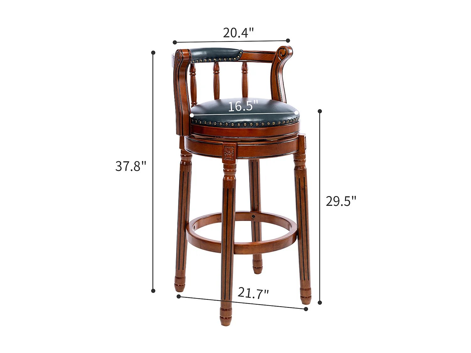 Tabouret de bar cuir véritable bois pivotant 360° dossier alta cucina bar salon bleu