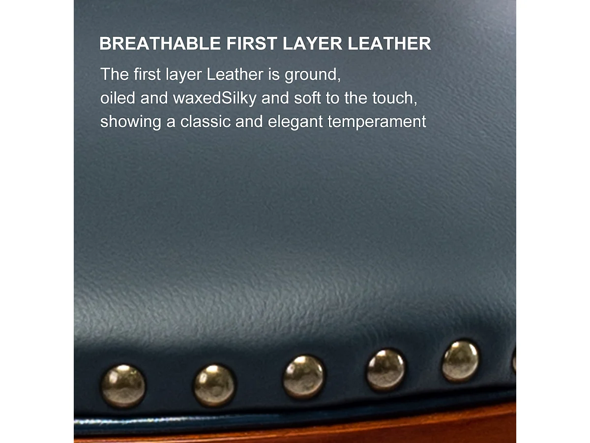 Tabouret de bar cuir véritable bois pivotant 360° dossier alta cucina bar salon bleu