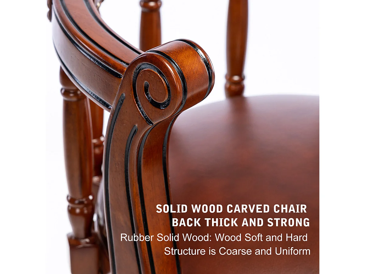 Taburete de bar de cuero genuino con respaldo de madera giratorio de 360°, altura de barra para cocina, sala de estar, marrón