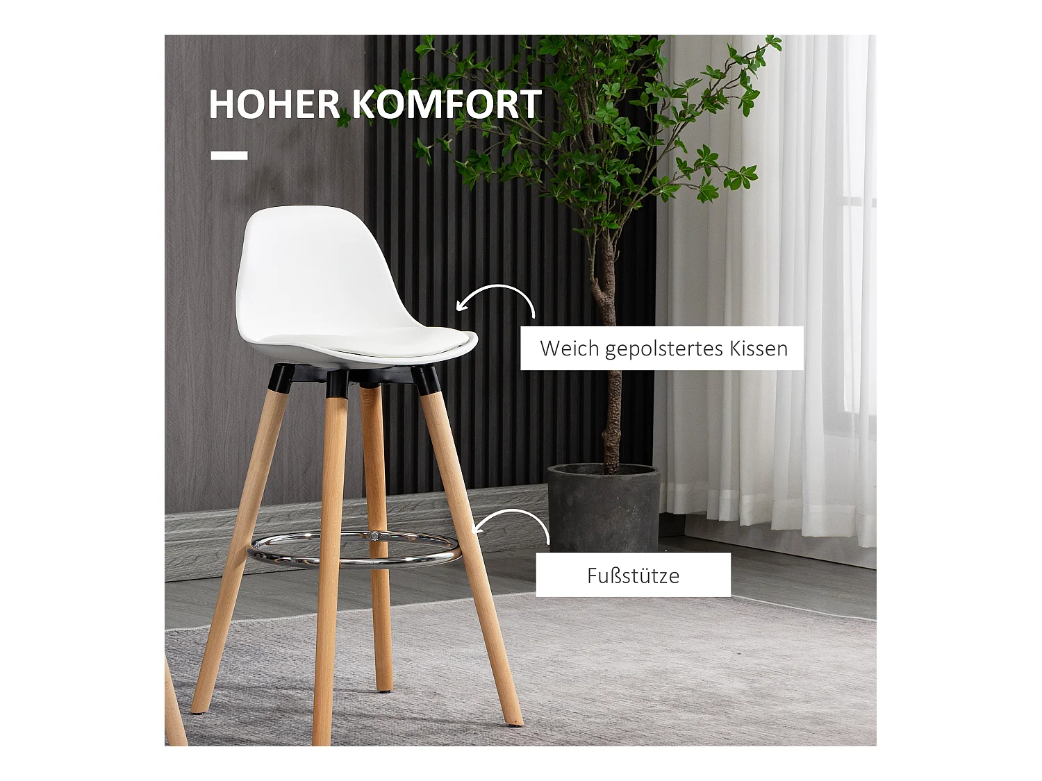 Tabourets de bar lotto 2 simili cuir blanc dossier haut repose-pieds pour kitchen 38,5x42,5x91 cm