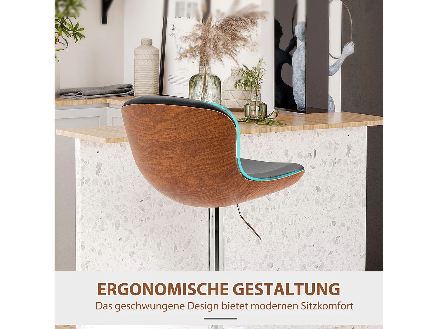 Conjunto de 2 bancos altos giratórios ajustáveis em couro sintético com encosto e apoio para os pés em preto 46x53,5x85-106 cm