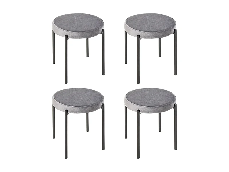 Tabouret Cuisine lot de 4 epilable métal gris assise velours rembourrée moderne pour salle à manger