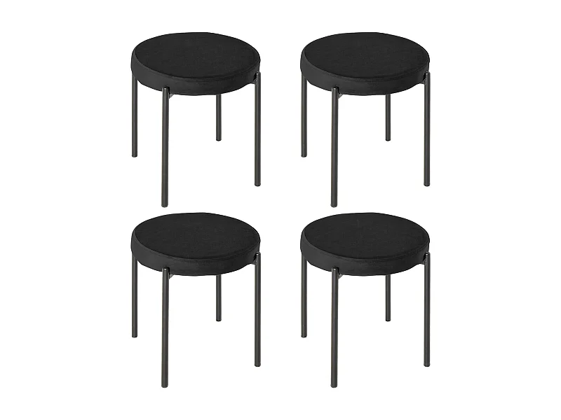 Juego de 4 taburetes de cocina apilables con asiento de metal negro acolchado de terciopelo moderno para comedor