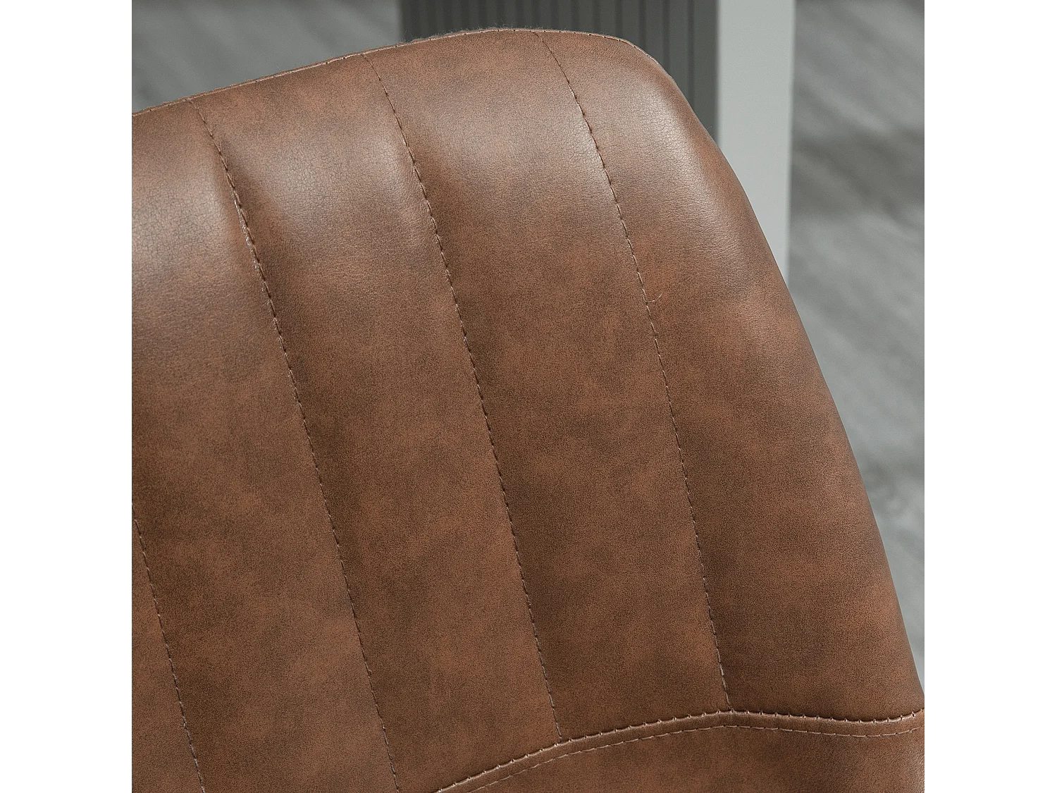 Lotto di 2 tavolini da bar réglables simili cuir marrone pied acier pour kitchen bar 43x49,5x91-111 cm