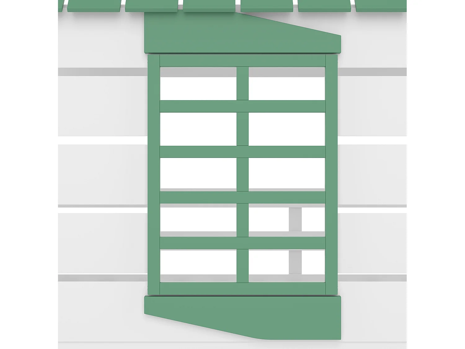 Lit superposé 90x200 bois massif avec toboggan rangements maison blanc vert