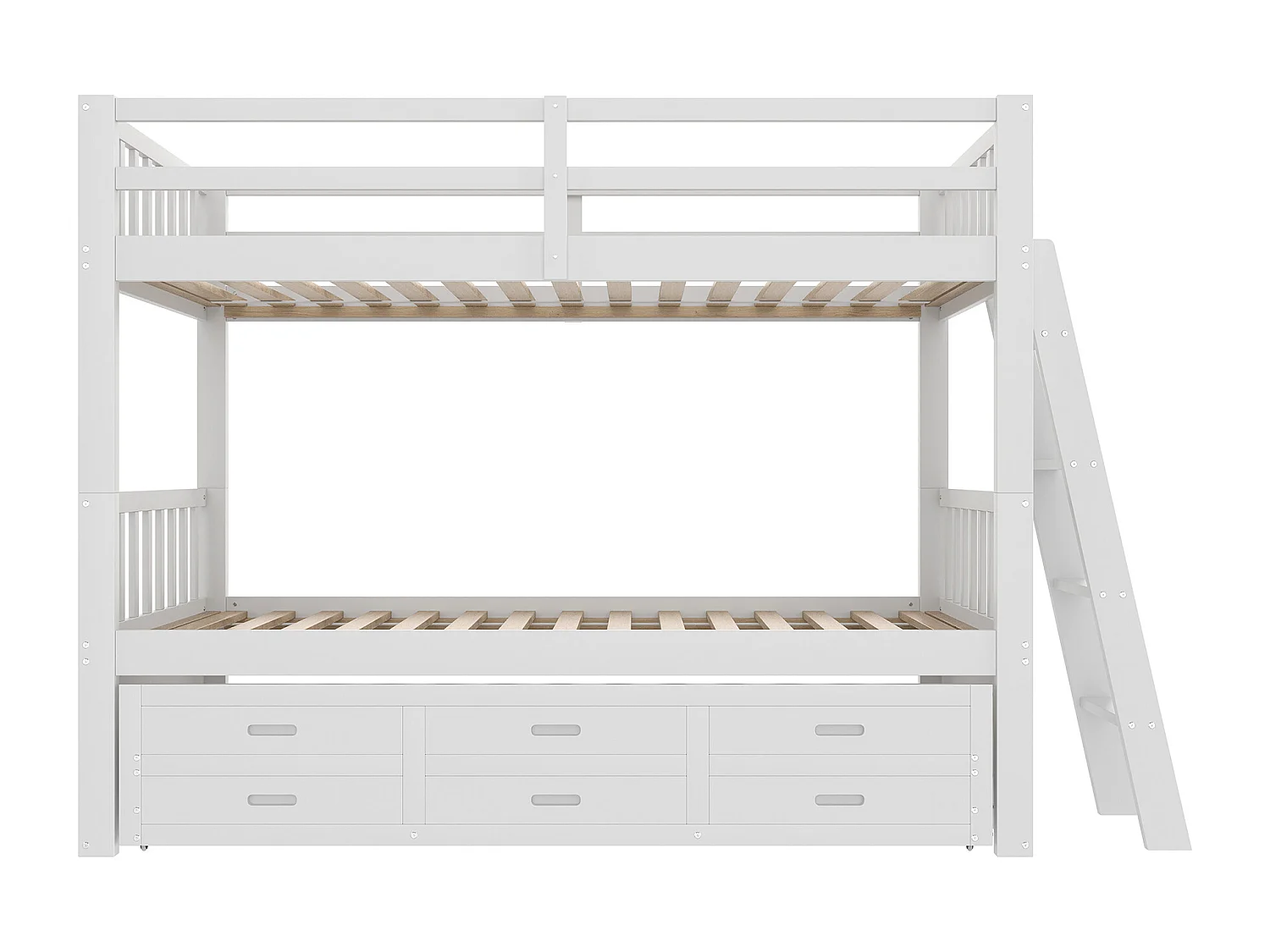 Beliche infantil 90x200 madeira MDF com gavetas e cama de rodízio branca