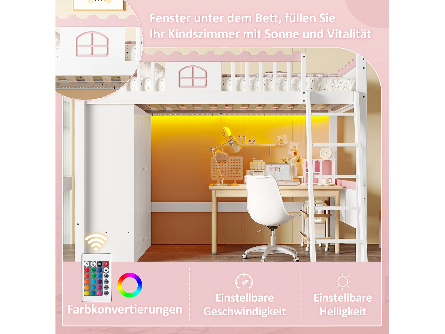 Cama infantil mezanino de madeira 90x200 com gaveta de armazenamento LED guarda-roupa branco