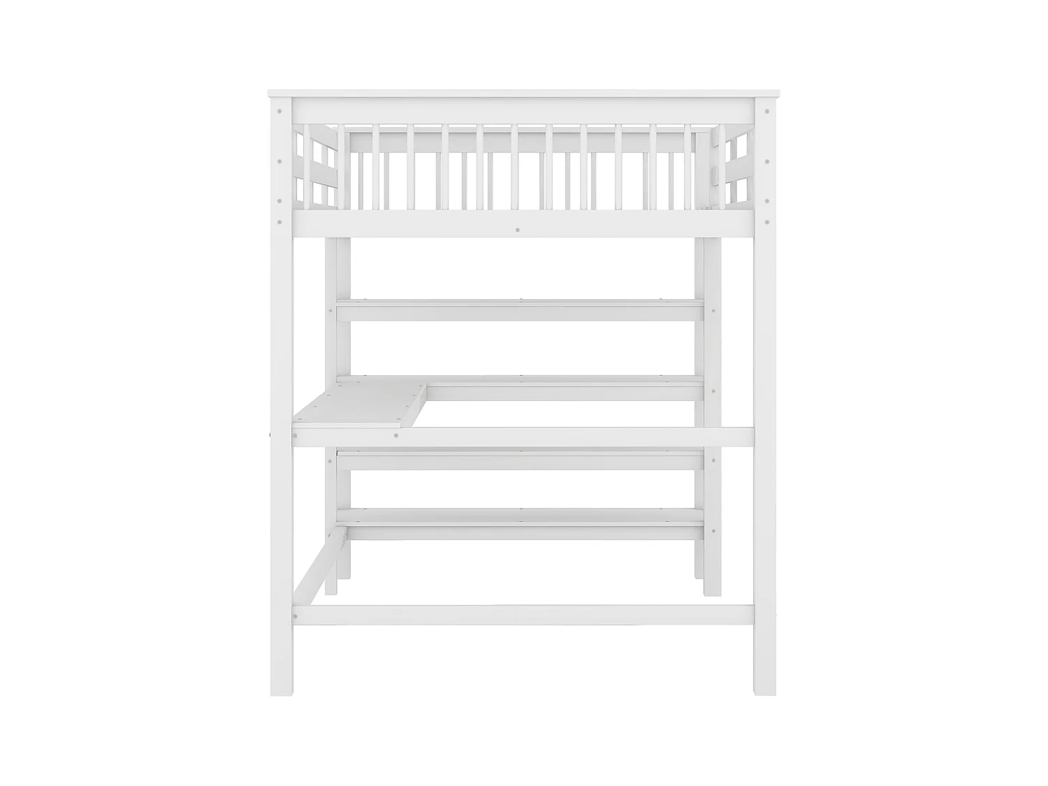 Lit mezzanine enfant 140x200 bois MDF avec bureau et étagères blanc