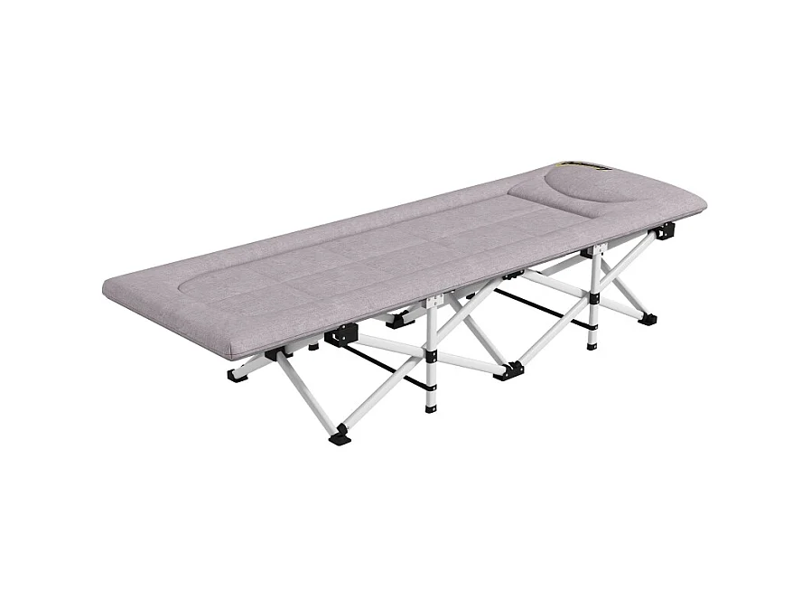 Cama de acampamento dobrável de poliéster com bolsa de transporte 200x65x42cm cinza, resistente até 200kg